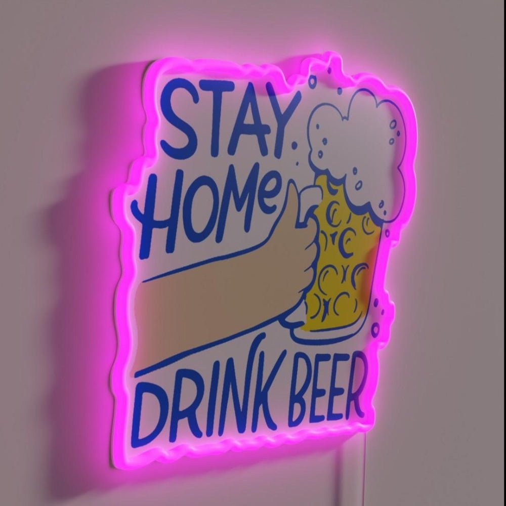 Oktoberfest Stay Home Drink Beer Lockdown Rgb Led Neon Sign - Shineneon