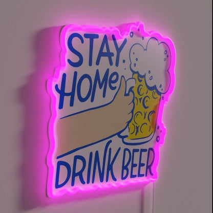 Oktoberfest Stay Home Drink Beer Lockdown Rgb Led Neon Sign - Shineneon