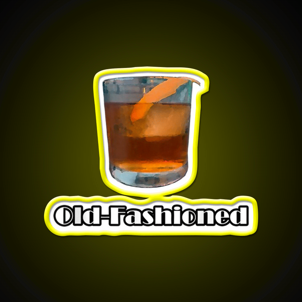Old Fashioned Cocktail Bar Decor Led Neon Sign Drink Lounge Art Rgb Color - Custom LED neon sign front view