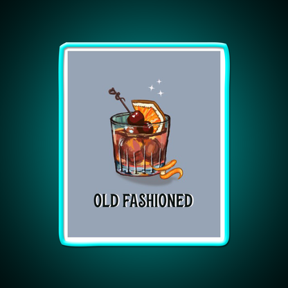 Old Fashioned Cocktail Bar Decor Led Neon Sign Drink Wall Art Rgb Color - Size and dimension reference