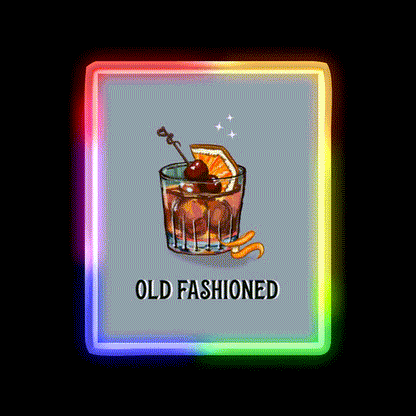 Old Fashioned Cocktail Bar Decor Led Neon Sign Drink Wall Art Rgb Color - LED neon sign close-up detail