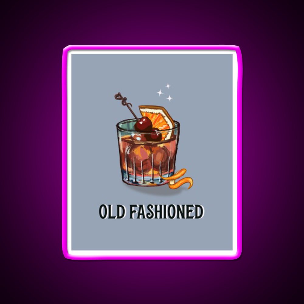 Old Fashioned Cocktail Bar Decor Led Neon Sign Drink Wall Art Rgb Color - Neon sign mounted on wall in room