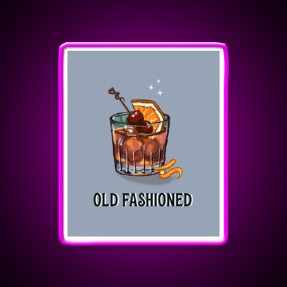 Old Fashioned Cocktail Bar Decor Led Neon Sign Drink Wall Art Rgb Color - Neon sign mounted on wall in room