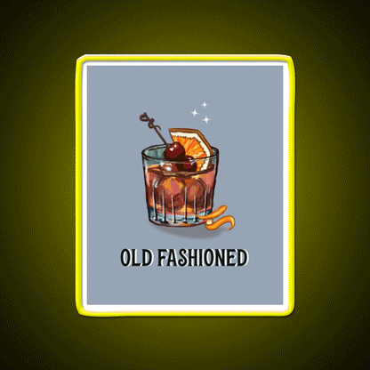 Old Fashioned Cocktail Bar Decor Led Neon Sign Drink Wall Art Rgb Color - Custom LED neon sign front view