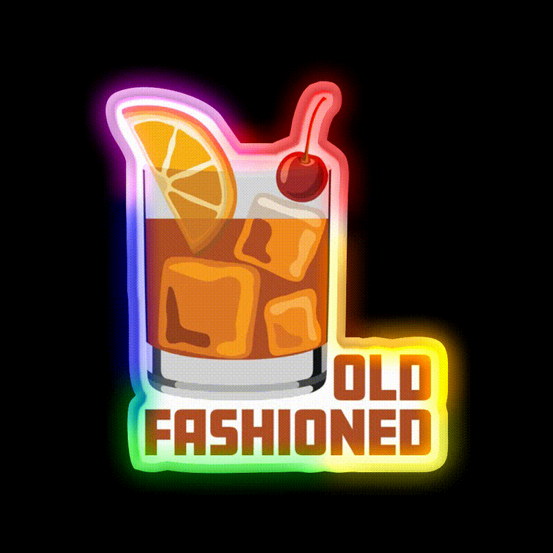 Old Fashioned Cocktail Bar Decor Led Neon Sign Rgb Color - LED neon sign close-up detail