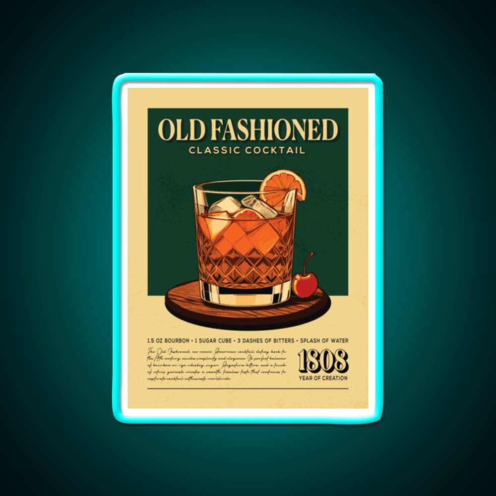 Old Fashioned Cocktail Vintage Cocktail Bar Decor Led Neon Sign Rgb Color - Shineneon