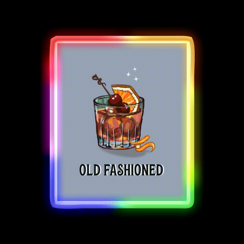 Old Fashioned Cocktail Whiskey Drink Bar Led Neon Sign Rgb Color