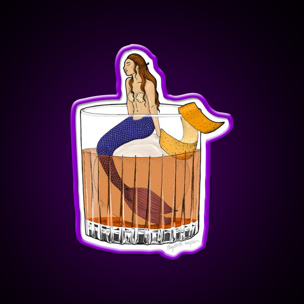 Old Fashioned Mermaid Cocktail Whiskey Drink Bar Led Neon Sign Rgb Color