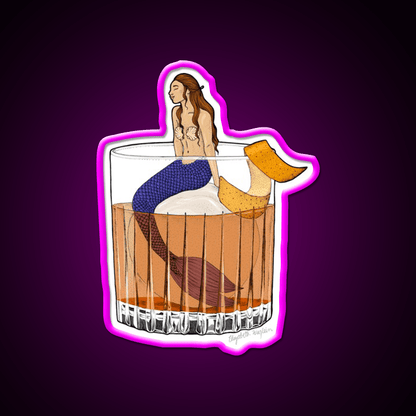 Old Fashioned Mermaid Cocktail Whiskey Drink Bar Led Neon Sign Rgb Color - Shineneon