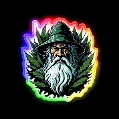 Old Gardener Hemp Inspired Green Leaf Led Neon Sign Rgb Color - LED neon sign close-up detail