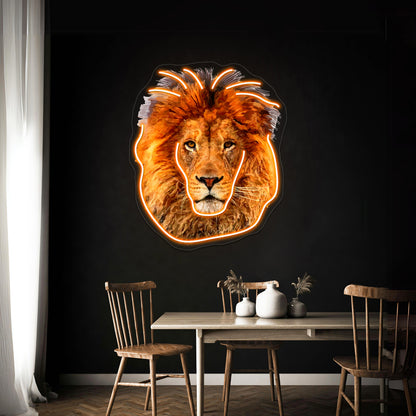 Old Lion Digital Art Painting Wall Artwork Neon Signs