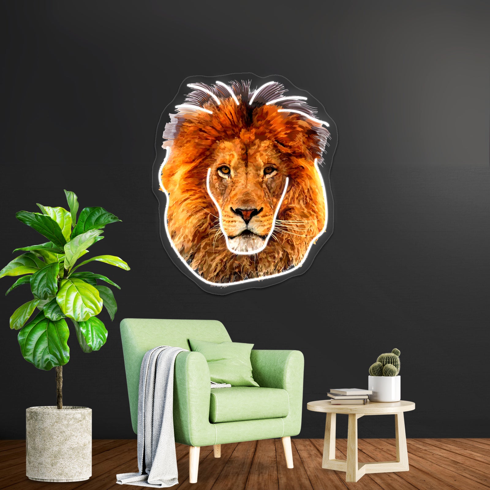 Old Lion Digital Art Painting Wall Artwork Neon Signs | Shineneon
