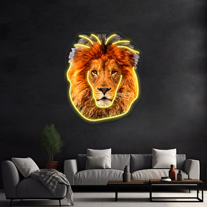 Old Lion Digital Art Painting Wall Artwork Neon Signs