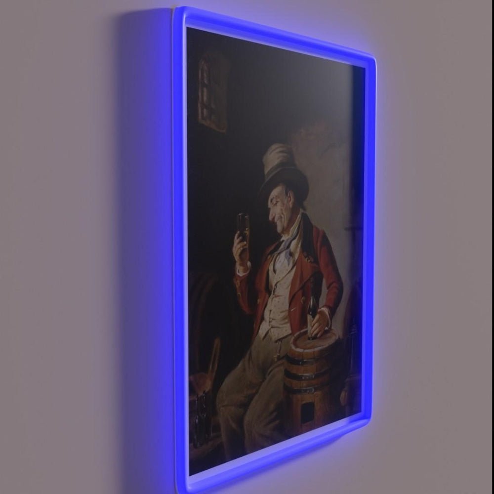 Old Man Drinking Beer Painting Rgb Led Neon Sign - Shineneon
