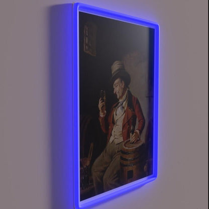 Old Man Drinking Beer Painting Rgb Led Neon Sign - Shineneon