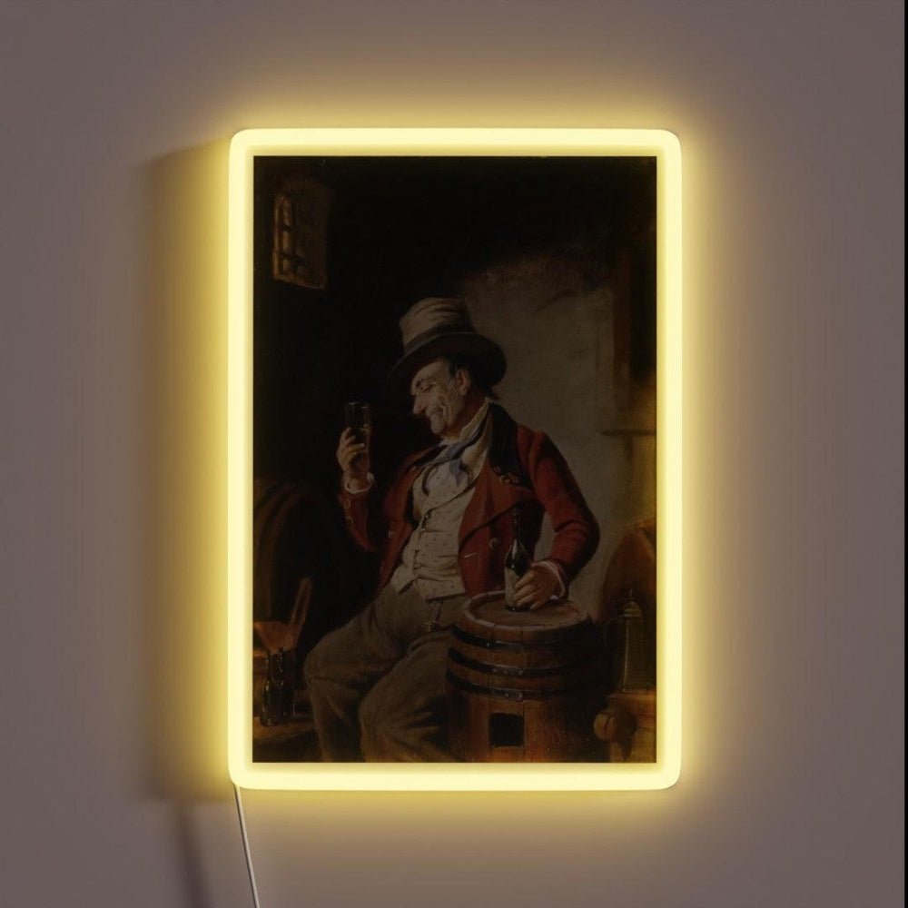 Old Man Drinking Beer Painting Rgb Led Neon Sign - Shineneon