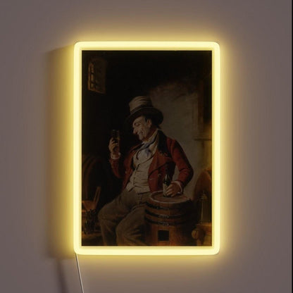 Old Man Drinking Beer Painting Rgb Led Neon Sign - Shineneon