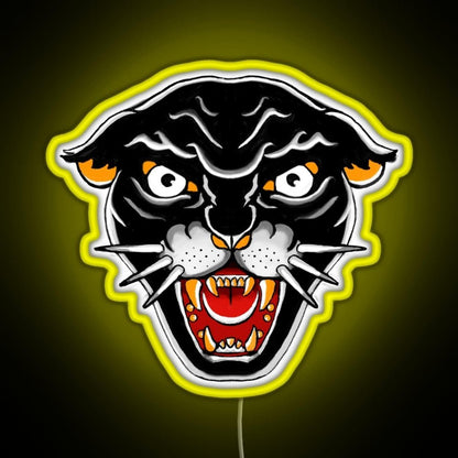 Old School Kitty Cat Orange And Black Rgb Neon Sign - Shineneon