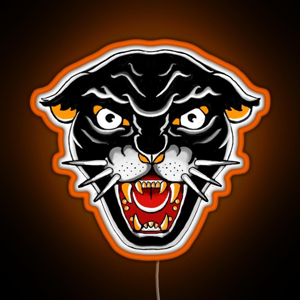 Old School Kitty Cat Orange And Black Rgb Neon Sign - Shineneon