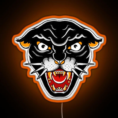 Old School Kitty Cat Orange And Black Rgb Neon Sign - Shineneon