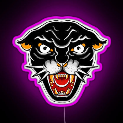 Old School Kitty Cat Orange And Black Rgb Neon Sign - Shineneon