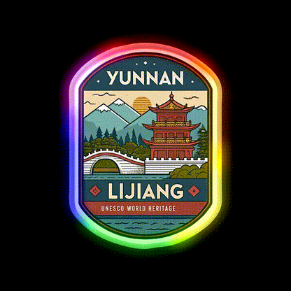 Old Town Of Lijiang Asian Cultural Led Neon Sign Rgb Color - LED neon sign close-up detail