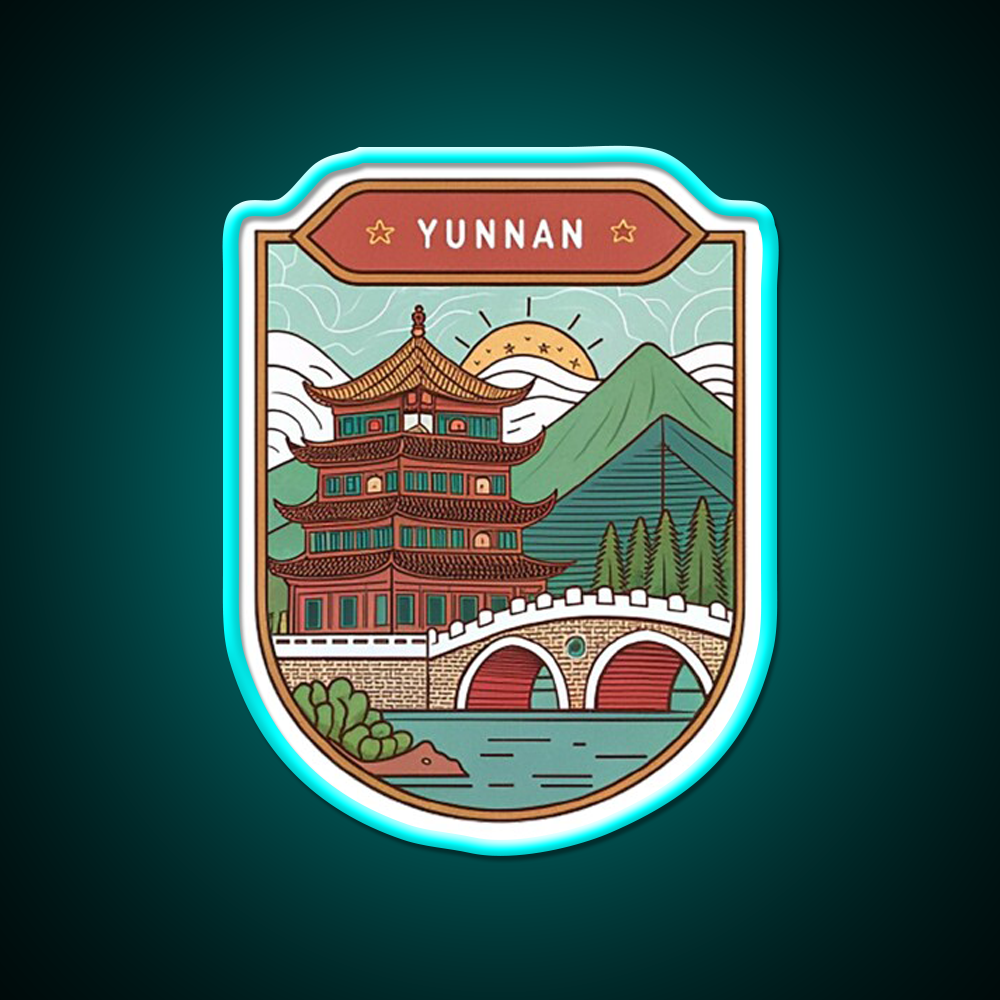 Old Town Of Lijiang Asian Cultural Led Neon Sign Wall Art Rgb Color - Size and dimension reference
