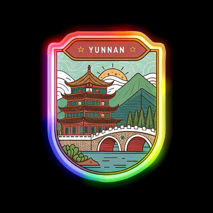 Old Town Of Lijiang Asian Cultural Led Neon Sign Wall Art Rgb Color - LED neon sign close-up detail