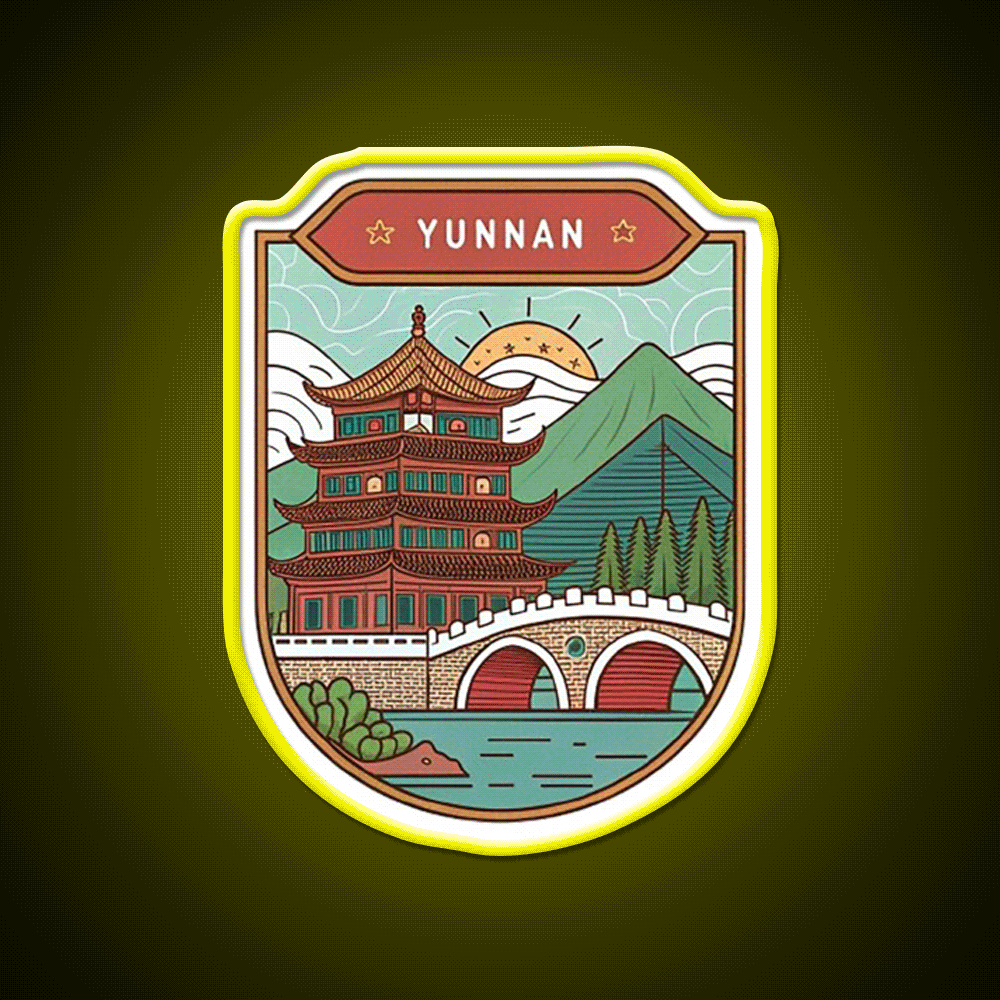 Old Town Of Lijiang Asian Cultural Led Neon Sign Wall Art Rgb Color - Custom LED neon sign front view