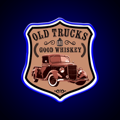 Old Trucks And Good Whiskey Drink Bar Led Neon Sign Rgb Color - Shineneon