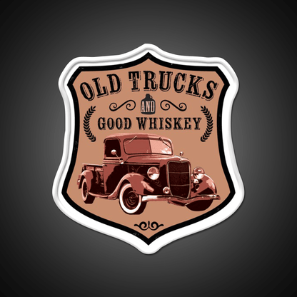 Old Trucks And Good Whiskey Drink Bar Led Neon Sign Rgb Color - Shineneon