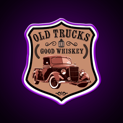 Old Trucks And Good Whiskey Drink Bar Led Neon Sign Rgb Color - Shineneon