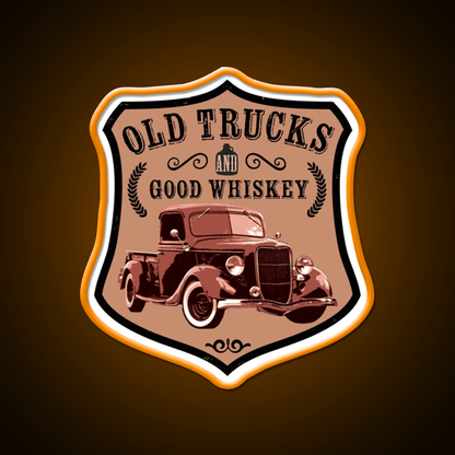 Old Trucks And Good Whiskey Drink Bar Led Neon Sign Rgb Color - Shineneon