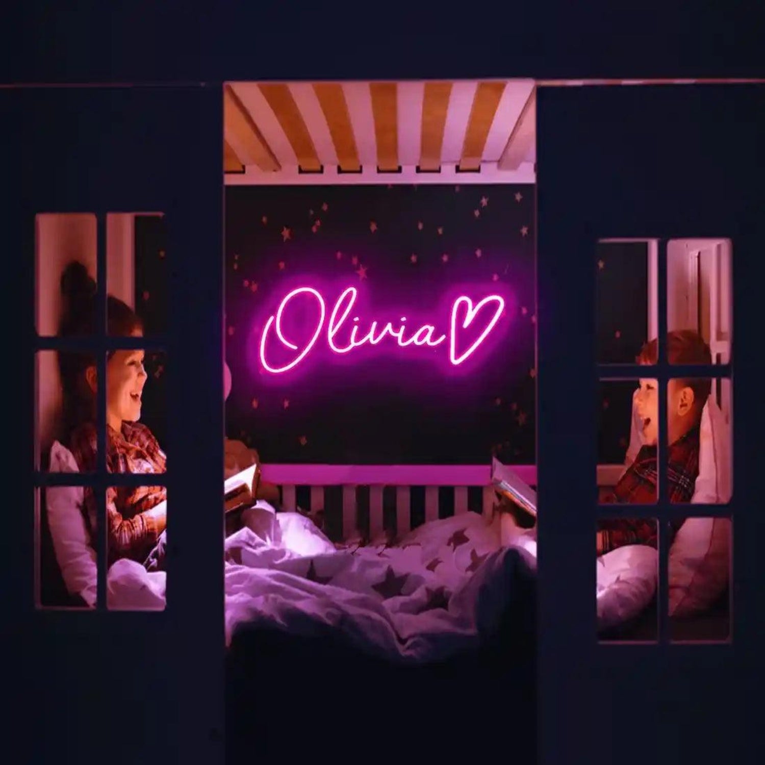 Olivia Pink Heart LED Neon Sign Kids Room Decor | Shineneon