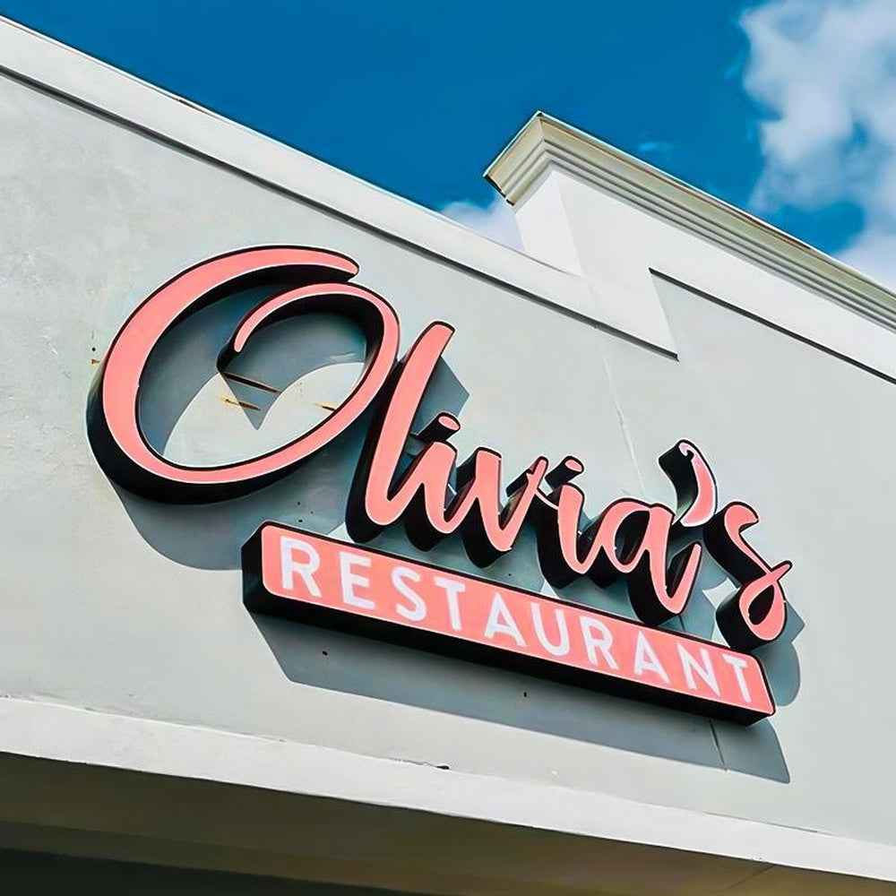 Olivias Restaurant 3D Frontlit Letters Metal Led Sign