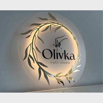 Olivka Nails Studio Acrylic Business Logo Sign - Shineneon