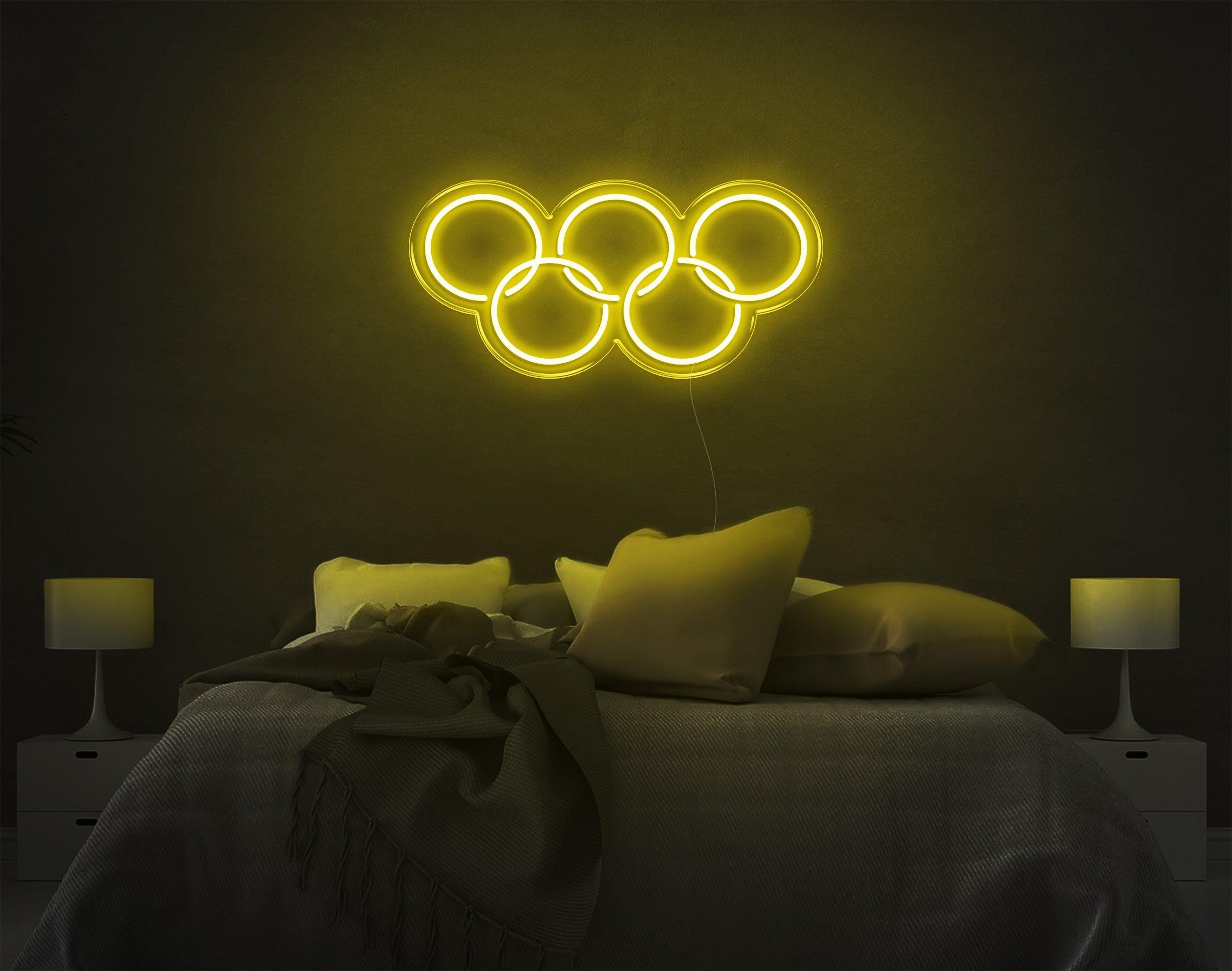 Olympic Yellow Five Rings Led Neon Sign For Sports Theme Bedroom Wall Decor | Shineneon