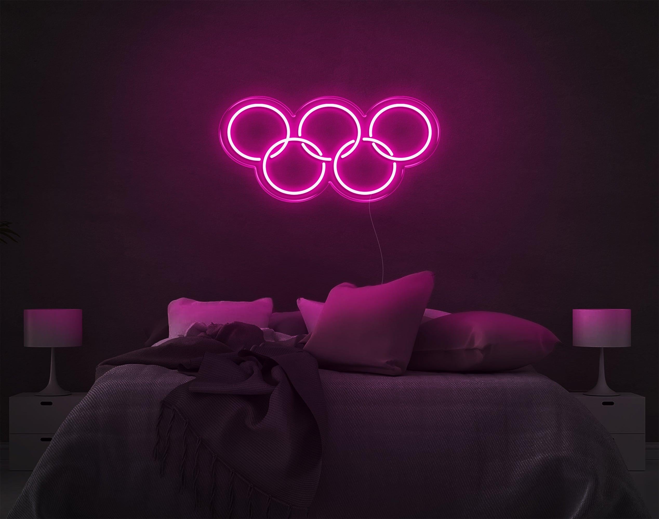 Olympic Yellow Five Rings Led Neon Sign For Sports Theme Bedroom Wall Decor | Shineneon