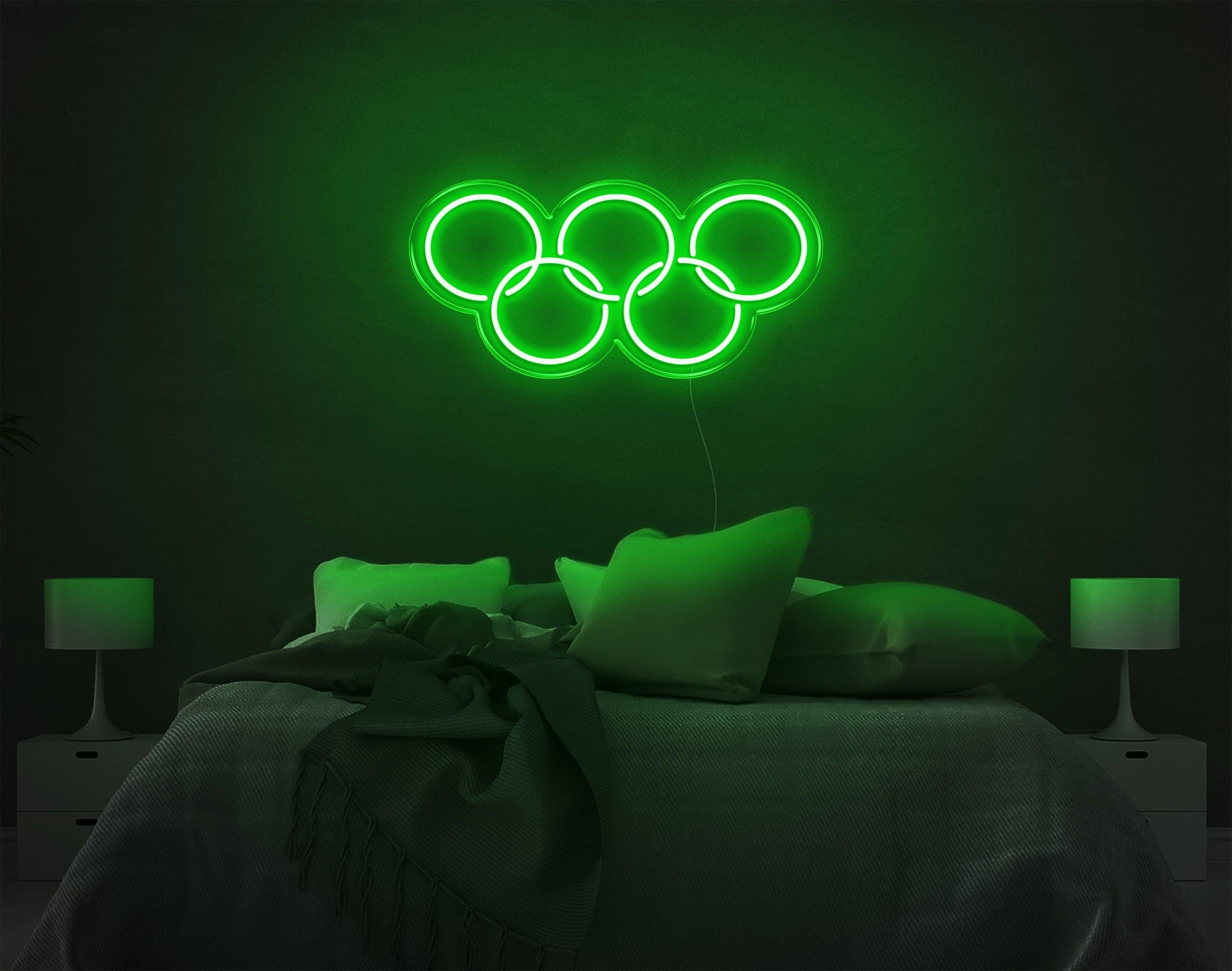 Olympic Yellow Five Rings Led Neon Sign For Sports Theme Bedroom Wall Decor | Shineneon