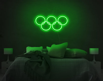 Olympic Yellow Five Rings Led Neon Sign For Sports Theme Bedroom Wall Decor | Shineneon