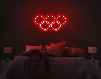 Olympic Yellow Five Rings Led Neon Sign For Sports Theme Bedroom Wall Decor | Shineneon