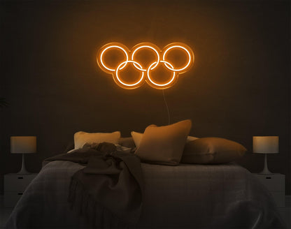 Olympic Yellow Five Rings Led Neon Sign For Sports Theme Bedroom Wall Decor | Shineneon