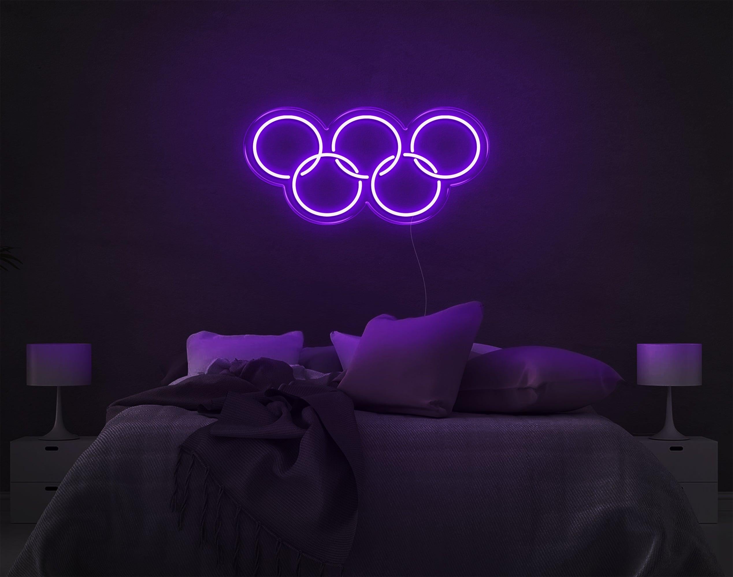 Olympic Yellow Five Rings Led Neon Sign For Sports Theme Bedroom Wall Decor | Shineneon