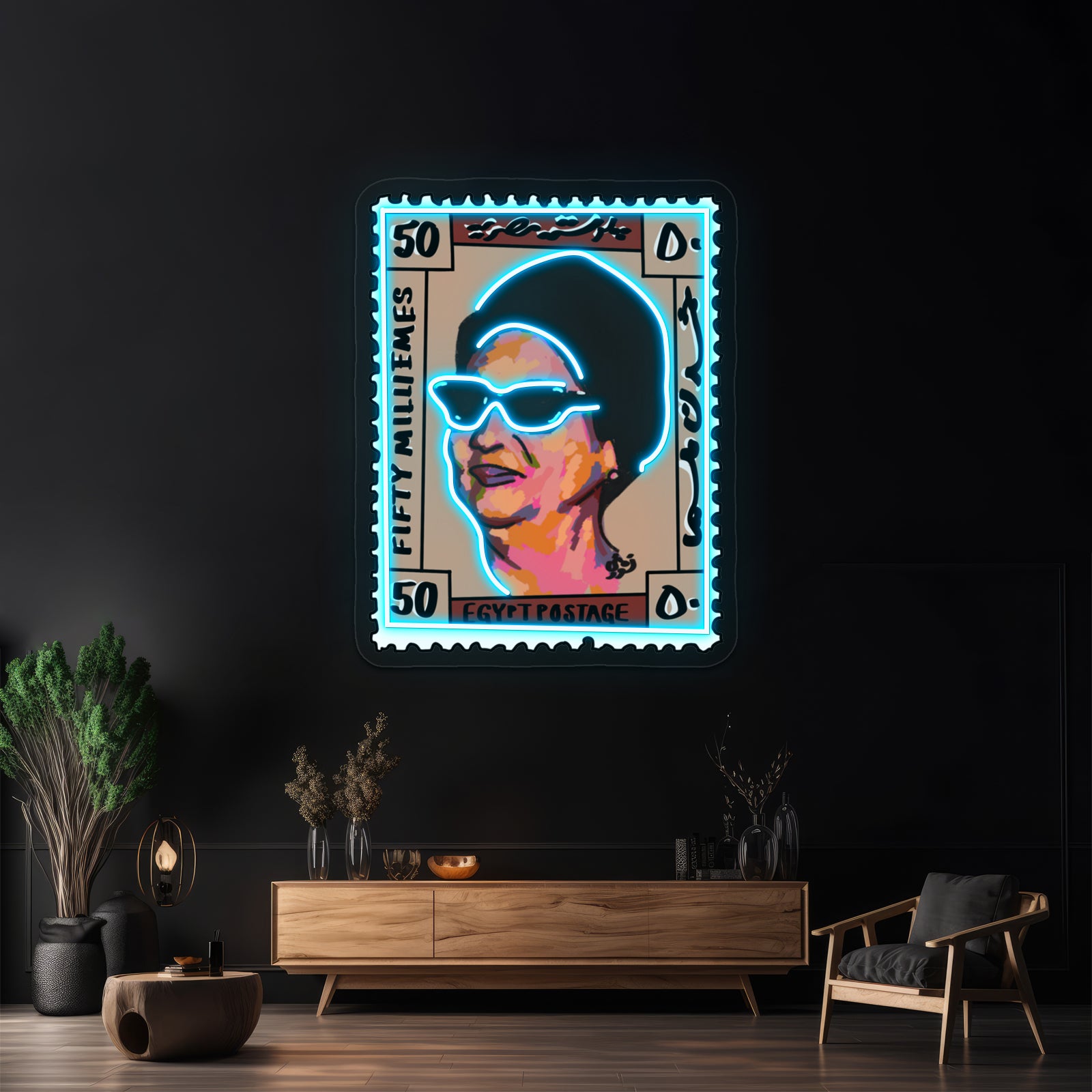 Om Kalthoum Postage Artwork Business Led Sign | Shineneon