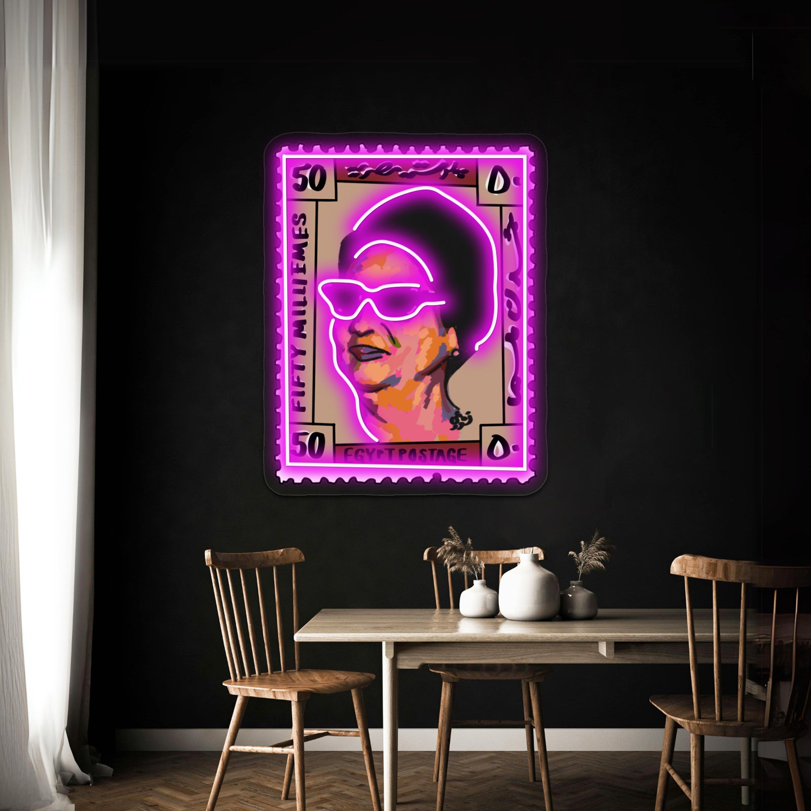 Om Kalthoum Postage Artwork Business Led Sign | Shineneon