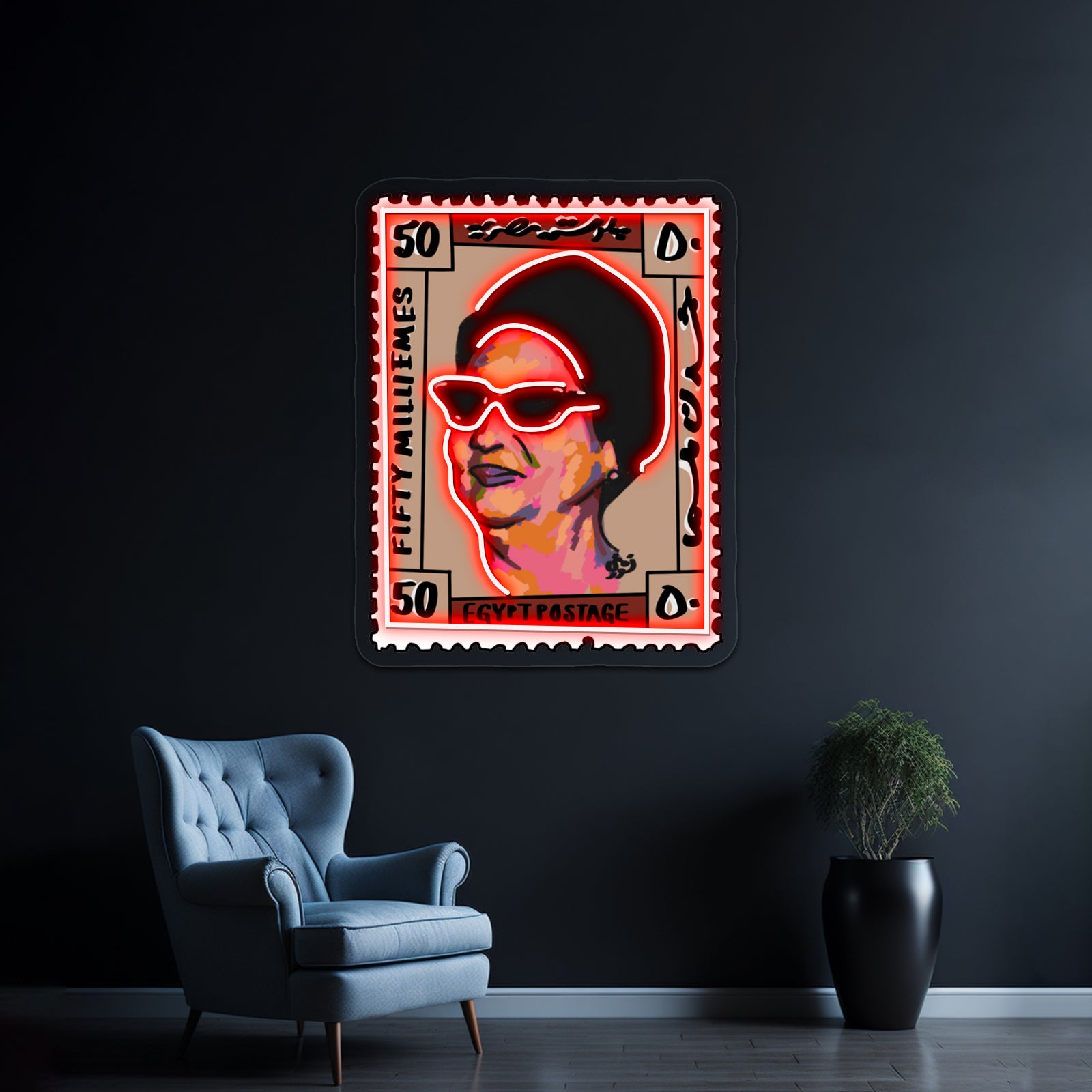Om Kalthoum Postage Artwork Business Led Sign | Shineneon
