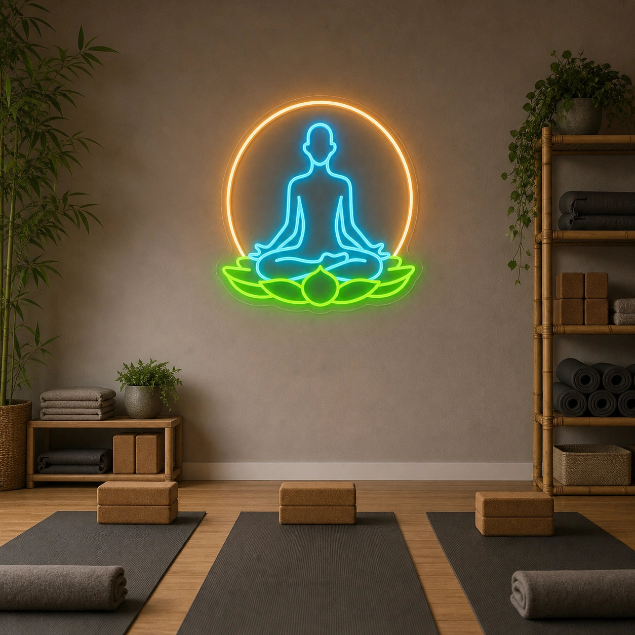 Om Yoga Collective LED Neon Sign Garage Man Cave Neon Sign real lifestyle scene