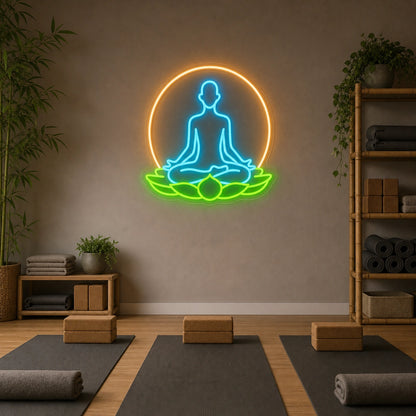 Om Yoga Collective LED Neon Sign Garage Man Cave Neon Sign real lifestyle scene