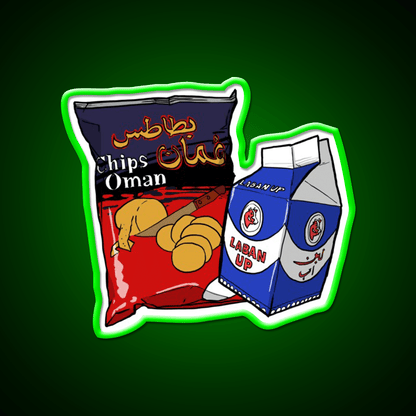Oman Chips And Laban Up Duo Snack Food Led Neon Sign Rgb Color - Shineneon