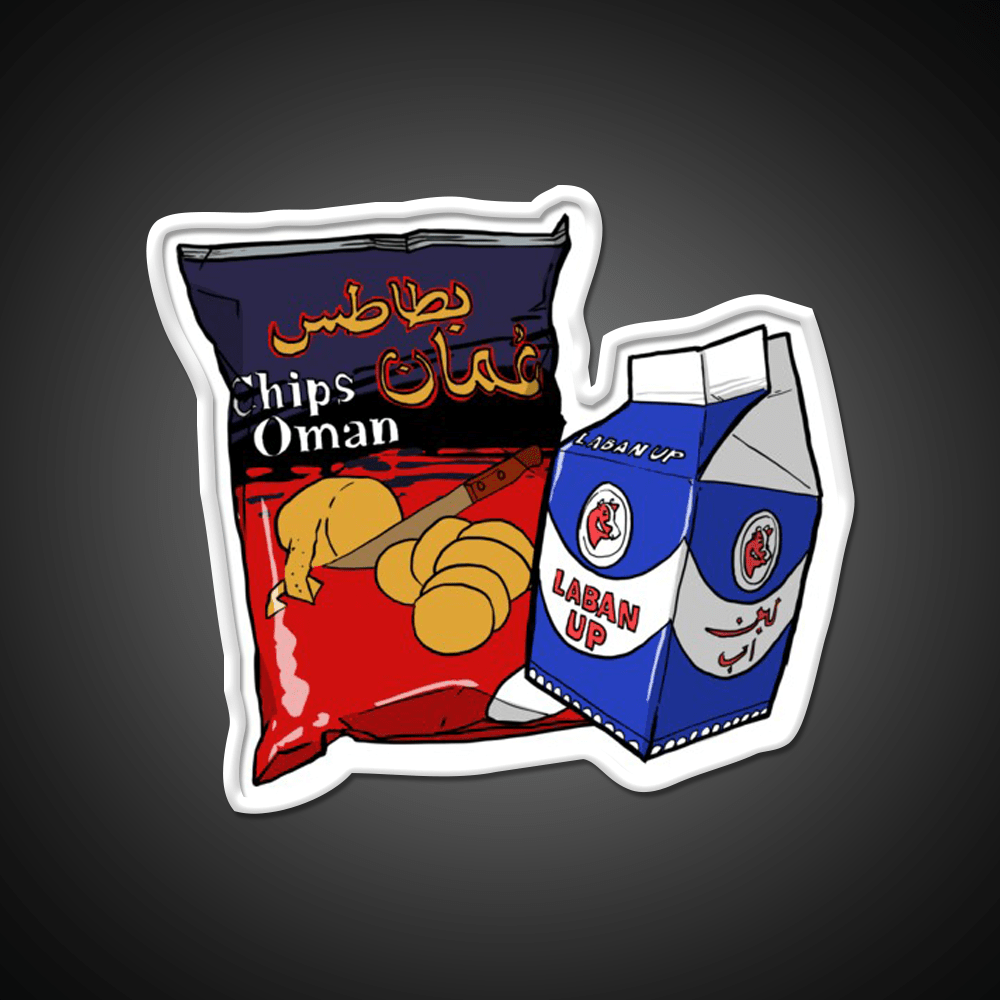 Oman Chips And Laban Up Duo Snack Food Led Neon Sign Rgb Color - Shineneon